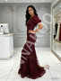 Shop 2026 ANNAKOO Burgundy V Neck Lace Cut Out Trumpet Mermaid Prom Dress Under 169