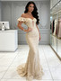 Shop 2026 ANNAKOO Off The Shoulder Lace Sheer Champgne Trumpet Mermaid Prom Dress Under 169