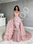 Shop 2026 ANNAKOO Pink Off The Shoulder Sparkle Tulle Trumpet Mermaid Prom Dress Under 399