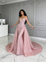 Shop 2026 ANNAKOO Pink Off The Shoulder Sparkle Tulle Trumpet Mermaid Prom Dress Under 399