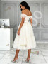 Shop 2026 ANNAKOO Beige Off The Shoulder Tea Length Tulle Prom Dress under 169