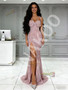Shop 2026 ANNAKOO Pink Mermaid Sequin Straps Sweetheart Prom Dress With Slit Under 189
