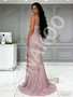 Shop 2026 ANNAKOO Pink Mermaid Sequin Straps Sweetheart Prom Dress With Slit Under 189