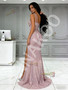 Shop 2026 ANNAKOO Pink Mermaid Sequin Straps Sweetheart Prom Dress With Slit Under 189