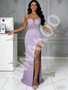 Shop 2026 ANNAKOO Purple Strapless Beading Trumpet Mermaid Satin Prom Dress Under 189