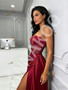 Shop 2026 ANNAKOO Burgundy Beading Spaghetti Straps Satin Trumpet Mermaid Prom Dress With Slit Under 198