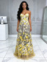 Shop 2026 ANNAKOO Sweetheart Yellow Lace A Line Floral  Prom Dress Under 169