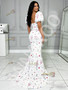Shop 2026 ANNAKOO Puffy Sleeve Square Trumpet Mermaid Tulle Print Prom Dress Under 189