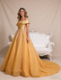 Shop 2026 ANNAKOO Off the Shoulder Pleats Gold Tulle Sequins Prom Dress Under 789