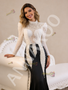 Shop 2026 ANNAKOO White & Black Mermaid Long Sleeve Pearls Prom Dress Under 789