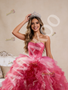 Shop 2026 ANNAKOO Fuchsia Tulle Strapless Tiers Princess Ball Gown Prom Dress Under 889