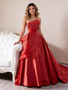 Shop 2026 ANNAKOO Strapless Beading Red Satin Sequins Prom Dress Under 689