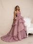 Shop 2026 ANNAKOO Pink Tulle Strapless Princess Tiers Pleats Prom Dress Under 789