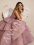 Shop 2026 ANNAKOO Pink Tulle Strapless Princess Tiers Pleats Prom Dress Under 789