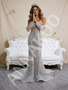 Shop 2026 ANNAKOO Sequins Long Sleeve Strapless Mermaid Pearls Wedding Dress Under 785
