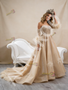 Shop 2026 ANNAKOO Tulle Sequins Strapless Champagne Long Sleeves Prom Dress Under 789