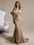 Shop 2026 ANNAKOO Mermaid Long Sleeve Beading Champagne Prom Dress Under 1088