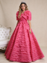 Shop 2026 ANNAKOO V-neck Pleats Tiers Fuchsia Prom Dress With Jacket Under 688