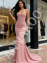 Shop 2026 ANNAKOO Pink Trumpet Mermaid Spaghetti Straps Satin Prom Dress Under 129