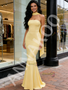 Shop 2026 ANNAKOO Shawl Yellow Trumpet Mermaid Strapless Satin Prom Dress Under 139