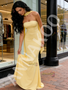 Shop 2026 ANNAKOO Shawl Yellow Trumpet Mermaid Strapless Satin Prom Dress Under 139
