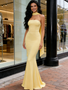 Shop 2026 ANNAKOO Shawl Yellow Trumpet Mermaid Strapless Satin Prom Dress Under 139