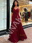 Shop 2026 ANNAKOO V Neck Chiffon Ruched A Line Burgundy Prom Dress Under 129