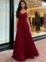 Shop 2026 ANNAKOO V Neck Chiffon Ruched A Line Burgundy Prom Dress Under 129