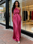 Shop 2026 ANNAKOO Fuchsia Satin One Shoulder Pleats A Line Prom Dress Under 129