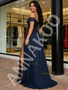 Shop 2026 ANNAKOO Navy Blue A Line Beading Chiffon Prom Dress With Slit Under 149