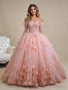 Shop 2026 ANNAKOO Off the Shoulder 3D Pink Tulle Flower Prom Dress Under 855
