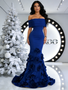 Shop 2026 ANNAKOO Royal Blue Off The Shoulder Trumpet Mermaid Flower Prom Dress Under 239