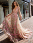 Shop 2026 ANNAKOO Long Sleeve Pink Lace A Line V Neck Floral Prom Dress Under 198