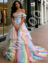 Shop 2026 ANNAKOO Off The Shoulder Sparkle Tulle Rainbow A Line Prom Dress Under 248