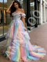 Shop 2026 ANNAKOO Off The Shoulder Sparkle Tulle Rainbow A Line Prom Dress Under 248