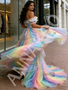 Shop 2026 ANNAKOO Off The Shoulder Sparkle Tulle Rainbow A Line Prom Dress Under 248