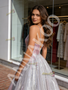Shop 2026 ANNAKOO Pink V Neck Ombre Silver Pink Tulle Sparkle A Line Prom Dress Under 248