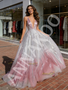 Shop 2026 ANNAKOO Pink V Neck Ombre Silver Pink Tulle Sparkle A Line Prom Dress Under 248