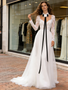 Shop 2026 ANNAKOO High Neck Flower Tulle Long Sleeve A Line Wedding Dress Under 199