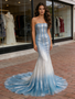 Shop 2026 ANNAKOO Blue Silver Sequin Tulle Trumpet Mermaid Prom Dress Under 229