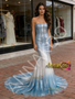 Shop 2026 ANNAKOO Blue Silver Sequin Tulle Trumpet Mermaid Prom Dress Under 229