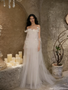 Shop 2026 ANNAKOO Off The Shoulder Tulle Flower White  A Line Wedding Dress Under 190