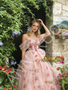 Shop 2026 ANNAKOO Pink Floral Off  The Shoulder Tulle A Line Prom Dress Under 229