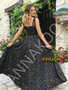 Shop 2026 ANNAKOO Tie Straps A Line Tulle Print Floral Black Prom Dress Under 189
