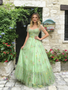 Shop 2026 ANNAKOO Tie Straps Tulle A Line Green Floral Prom Dress Under 189