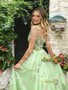 Shop 2026 ANNAKOO Tie Straps Tulle A Line Green Floral Prom Dress Under 189