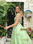 Shop 2026 ANNAKOO Tie Straps Tulle A Line Green Floral Prom Dress Under 189