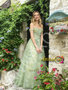 Shop 2026 ANNAKOO Off The Shoulder Tulle Green Floral A Line Prom Dress Under 189
