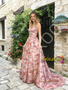 Shop 2026 ANNAKOO Red Sweep Train Strapless Floral Satin Prom Dress  Under 189