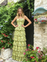 Shop 2026 ANNAKOO Green Spaghetti Straps Layers Print Chiffon Prom Dress Under 189